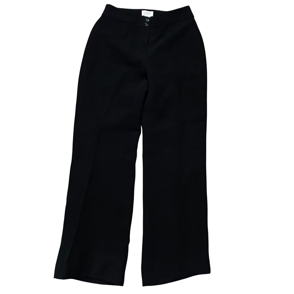 Ann Taylor Loft Trousers Women 0 Black Wide Leg Business Casual